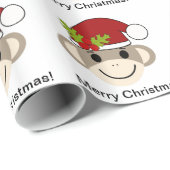 Kerstsokpapier met apensnop cadeaupapier (Rol Hoek)