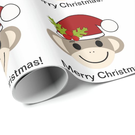Kerstsokpapier met apensnop cadeaupapier (Rol Hoek)