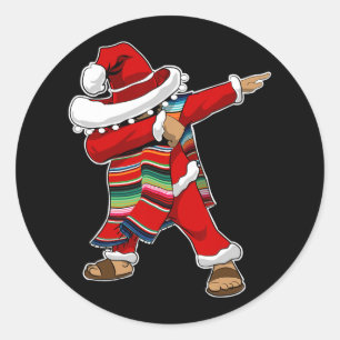 Kerstsombrero die de Mexicaanse Serape Poncho dood Ronde Sticker
