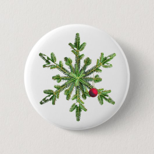 kerstsopflakkering van pijnboomtakken ronde button 5,7 cm (Voorkant)