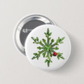 kerstsopflakkering van pijnboomtakken ronde button 5,7 cm (Voorkant /achterkant)