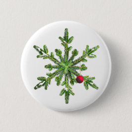 kerstsopflakkering van pijnboomtakken ronde button 5,7 cm