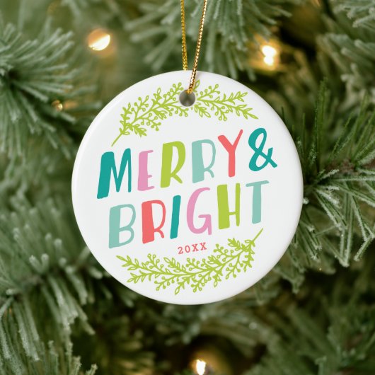 Kerstsouvenir Foto Ornament Merry and Bright (Boom)