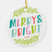 Kerstsouvenir Foto Ornament Merry and Bright (Voorkant)