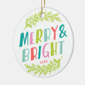 Kerstsouvenir Foto Ornament Merry and Bright (Links)