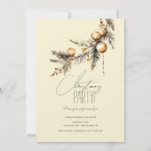 Kerstspar tak met gouden ballen partij kaart (Voorkant)