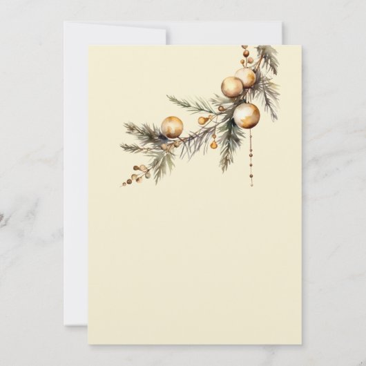 Kerstspar tak met gouden ballen partij kaart (Achterkant)