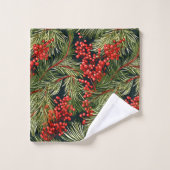 Kerstspar takken en bessen bad handdoek (Wasdoekje)