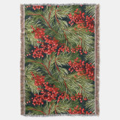 Kerstspar takken en bessen deken (Voorkant Verticaal)