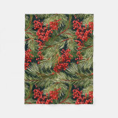 Kerstspar takken en bessen fleece deken (Voorkant)