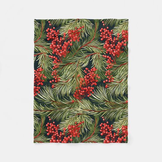 Kerstspar takken en bessen fleece deken (Voorkant)
