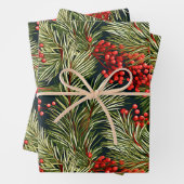 Kerstspar takken en bessen inpakpapier vel (In situ)