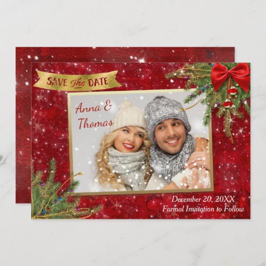 kerstsparen de Datum Save The Date (Voorkant / Achterkant)