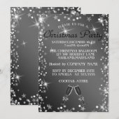 kerstSparkly Silver Glass of Champagne Kaart (Voorkant / Achterkant)