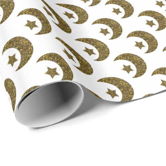 Kerstsparren en maan cadeaupapier (Rol Hoek)