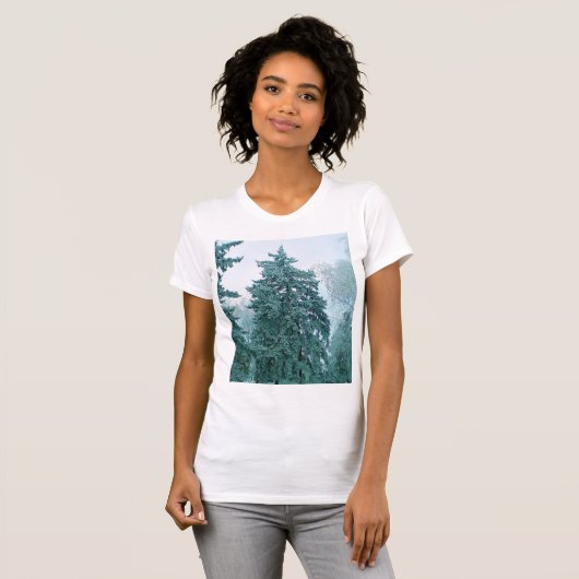 Kerstsparren met sneeuw t-shirt (Voorkant volledig)