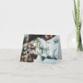 Kerstsparren tak en winterlichten feestdagen kaart (Voorkant)