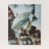 Kerstsparren tak en winterlichten legpuzzel (Verticaal)