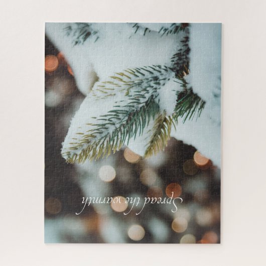 Kerstsparren tak en winterlichten legpuzzel (Verticaal)