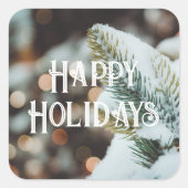 Kerstsparren tak en winterlichten vierkante sticker (Voorkant)