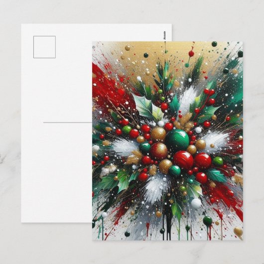 Kerstspatten / Witte Uitbarstingen Feestdagenkaart (Voorkant / Achterkant)