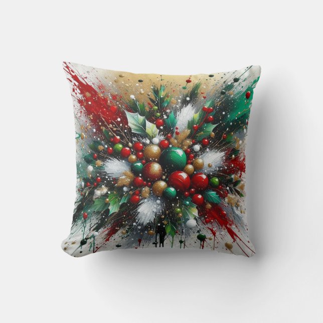 Kerstspatten / Witte Uitbarstingen Kussen (Voorkant)