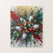 Kerstspatten / Witte Uitbarstingen Legpuzzel (Verticaal)