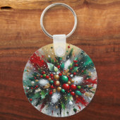 Kerstspatten / Witte Uitbarstingen Sleutelhanger (Voorkant)