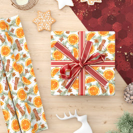 kerstspecerijen en Oranje citrussoorten Cadeaupapier