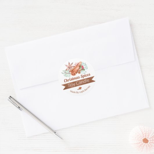 kerstspecerijen met sojakanellabels ronde sticker (Envelop)