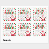 Kerstspecial Bezorging Noordpool Santa Kinder Vierkante Sticker (Vel)