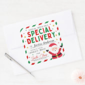 Kerstspecial Bezorging Noordpool Santa Kinder Vierkante Sticker (Envelop)