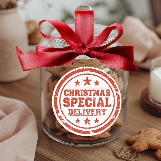 Kerstspeciale bezorging van vroeger ronde sticker