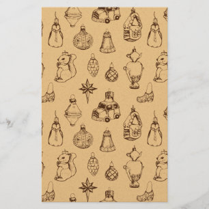 kerstspeelgoed hand getekend briefpapier