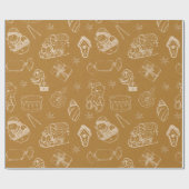  kerstspeelgoed hand getekend cadeaupapier (Vlak)