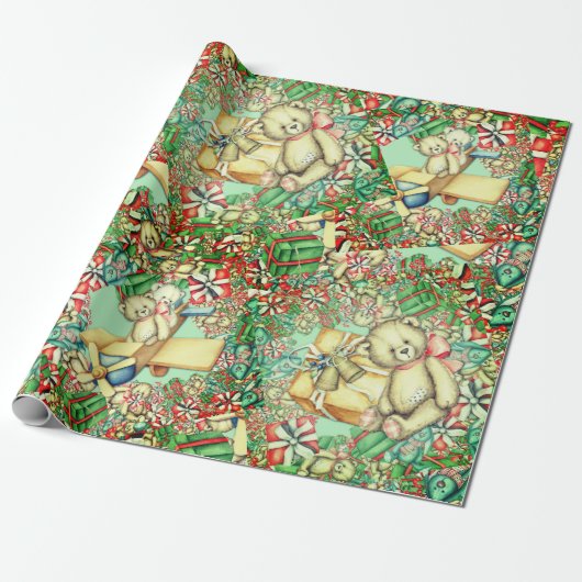 kerstspeelgoed met Beren | Papier voor onmiddellij (Uitgerold)