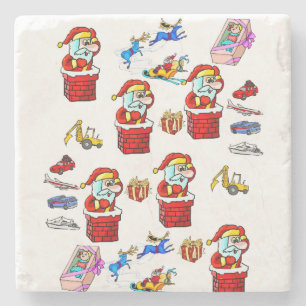 Kerstspeelgoed Onderzetter met marmer Stone, Santa