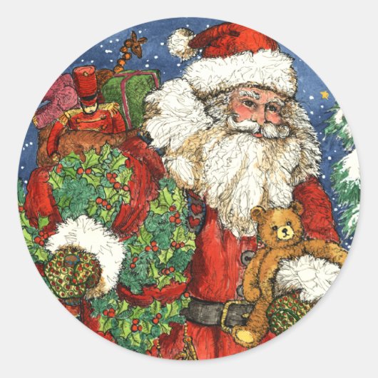 KERSTSPEELGOED RONDE STICKER (Voorkant)