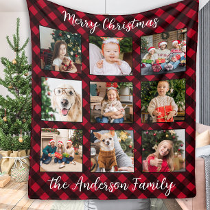 Kerstspel Familie Gepersonaliseerde Fotocollage Fleece Deken