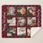 Kerstspel Familie Gepersonaliseerde Fotocollage Sherpa Deken (Voorkant (horizontaal))