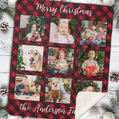 Kerstspel Familie Gepersonaliseerde Fotocollage Sherpa Deken