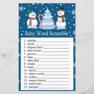 kerstspel met Snowman Baby word scramble