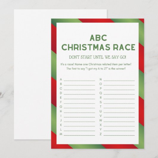 Kerstspel - Niet bewerkbaar - Kaart (Voorkant / Achterkant)