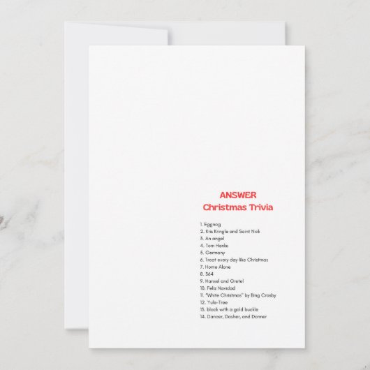 Kerstspel - Niet bewerkbaar - Kaart (Achterkant)