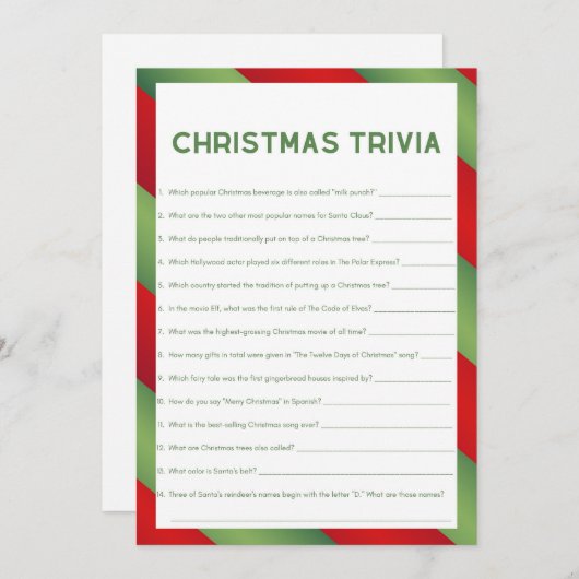 Kerstspel - Niet bewerkbaar - Kaart (Voorkant / Achterkant)