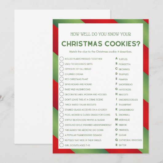 Kerstspel - Niet bewerkbaar - Kaart (Voorkant / Achterkant)