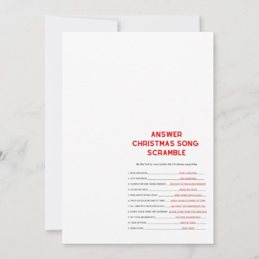 Kerstspel - Niet bewerkbaar - Kaart (Achterkant)