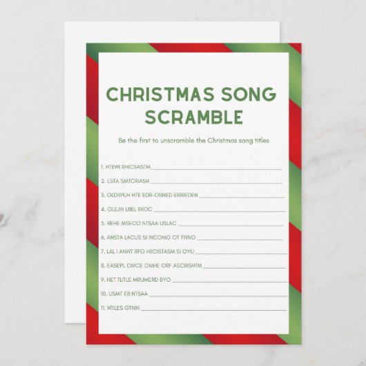 Kerstspel - Niet bewerkbaar - Kaart (Voorkant / Achterkant)