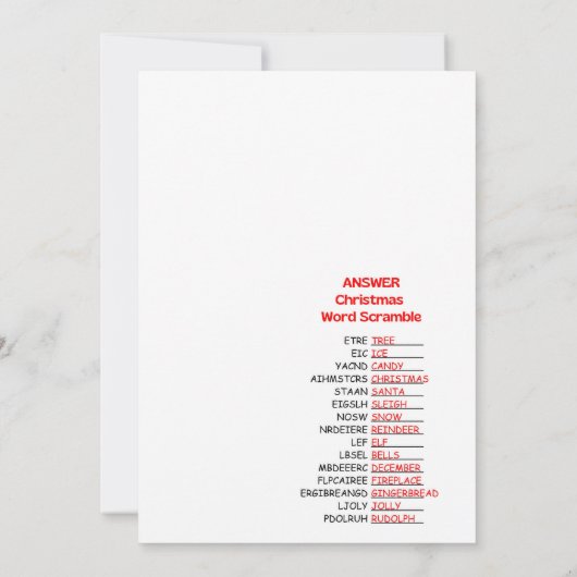 Kerstspel - Niet bewerkbaar - Kaart (Achterkant)