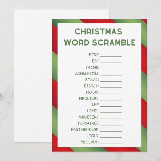 Kerstspel - Niet bewerkbaar - Kaart (Voorkant / Achterkant)